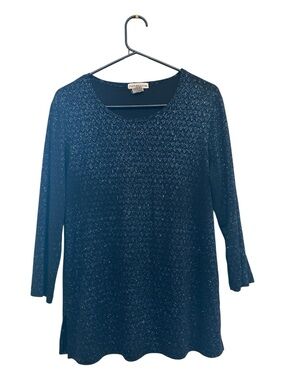 Vintage 90’s/Y2K Notations Navy Sparkle Knit Fairy Blouse Size Medium